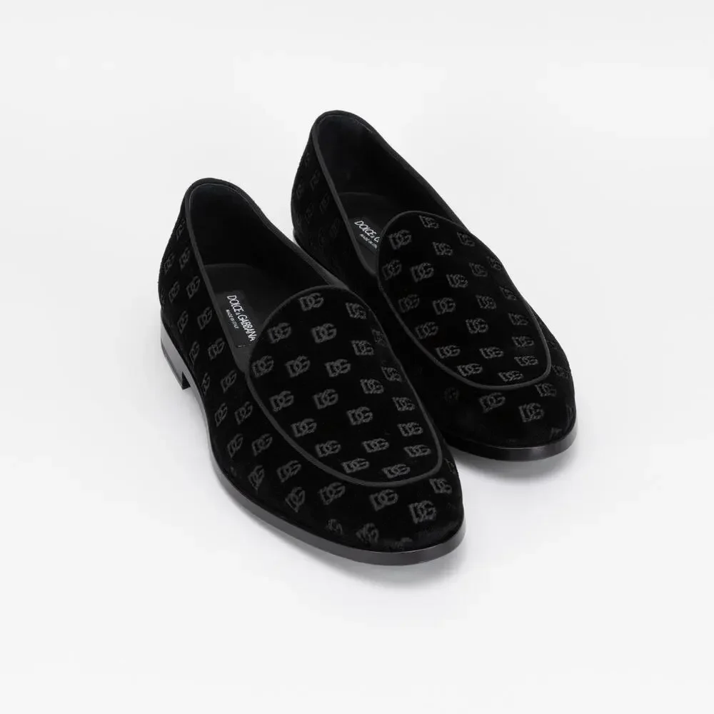 Dolce & Gabbana Men Monogram Smoking Slippers Black Size 12 (New/Defect)